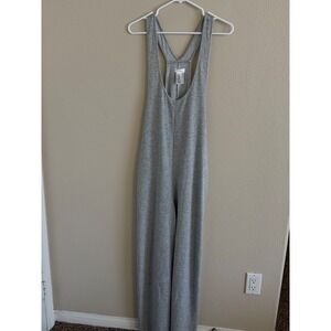 Colsie Womens Heather Gray Lounge Jumpsuit Sleeveless Racerback White Stripe L